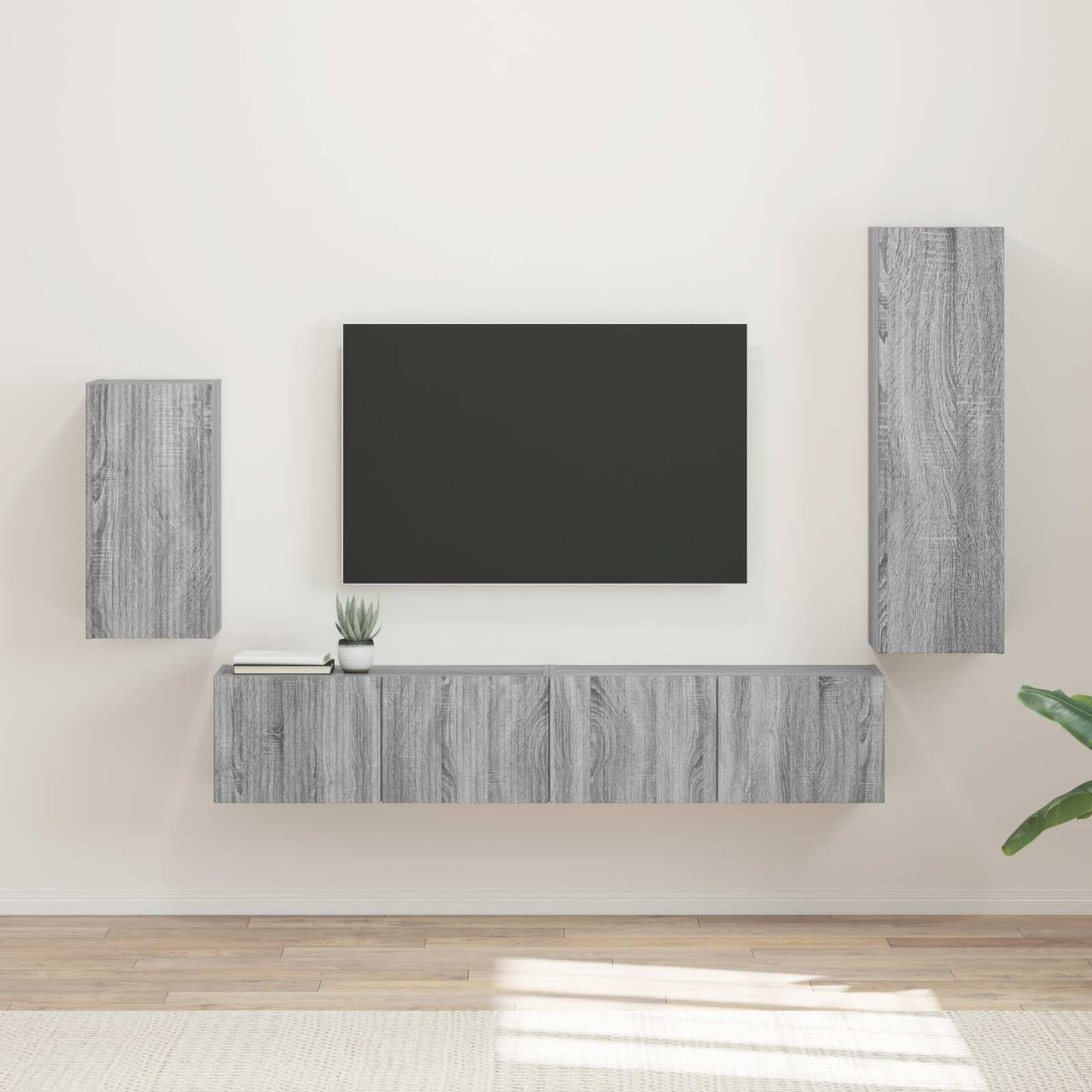 vidaXL Meuble TV mural 4 pcs Bois d'ingénierie gris Sonoma
