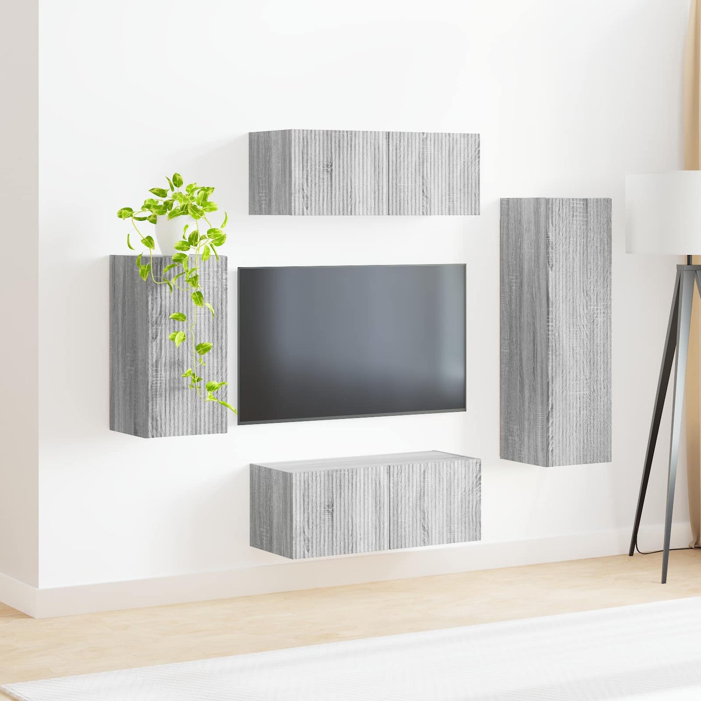 vidaXL Meuble TV mural 4 pcs Bois d'ingénierie gris Sonoma