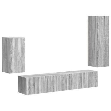 vidaXL Meuble TV mural 4 pcs Bois d'ingénierie gris Sonoma