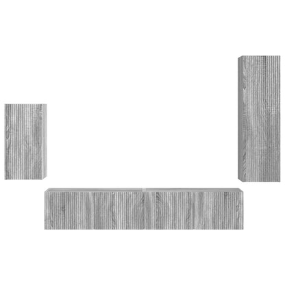 vidaXL Meuble TV mural 4 pcs Bois d'ingénierie gris Sonoma