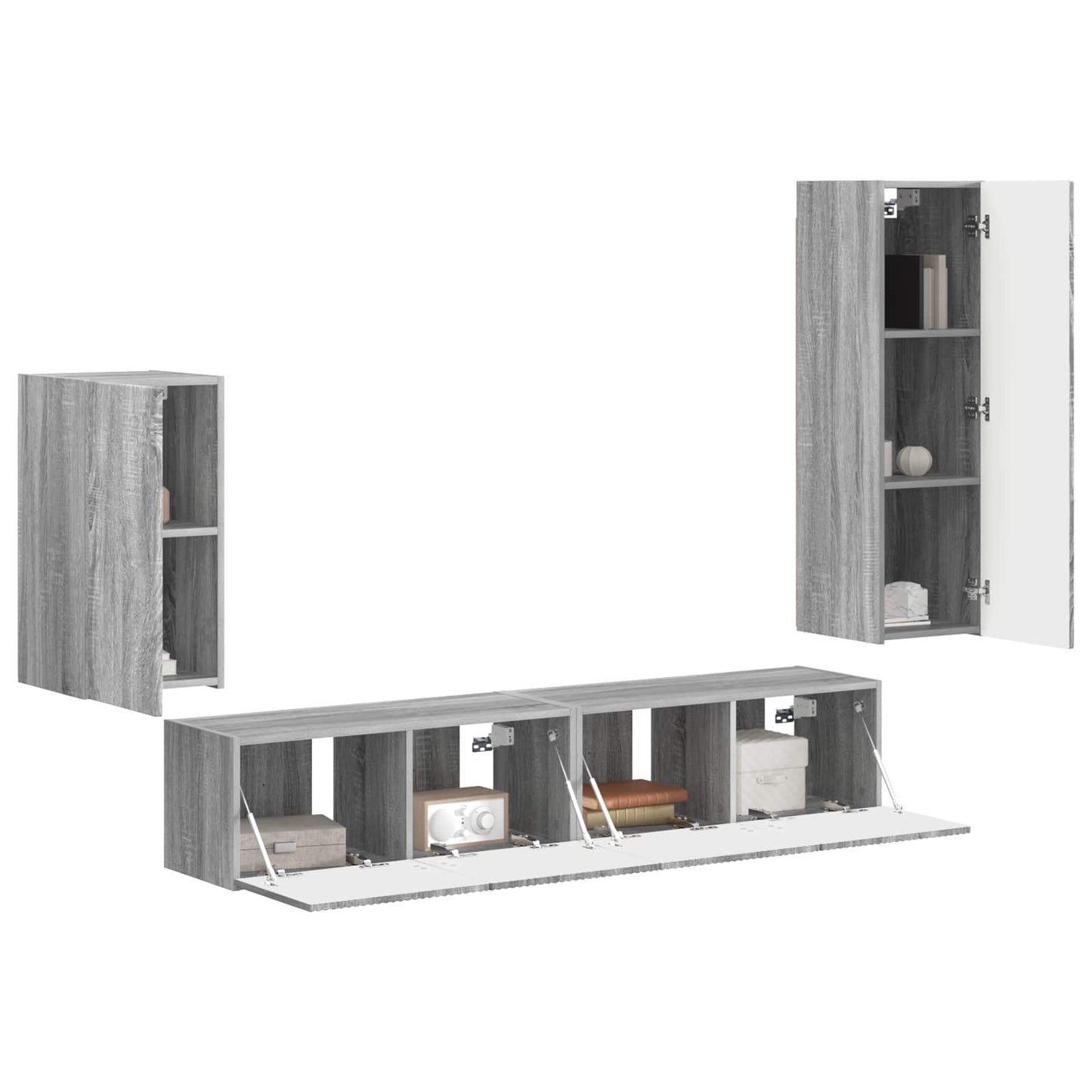 vidaXL Meuble TV mural 4 pcs Bois d'ingénierie gris Sonoma
