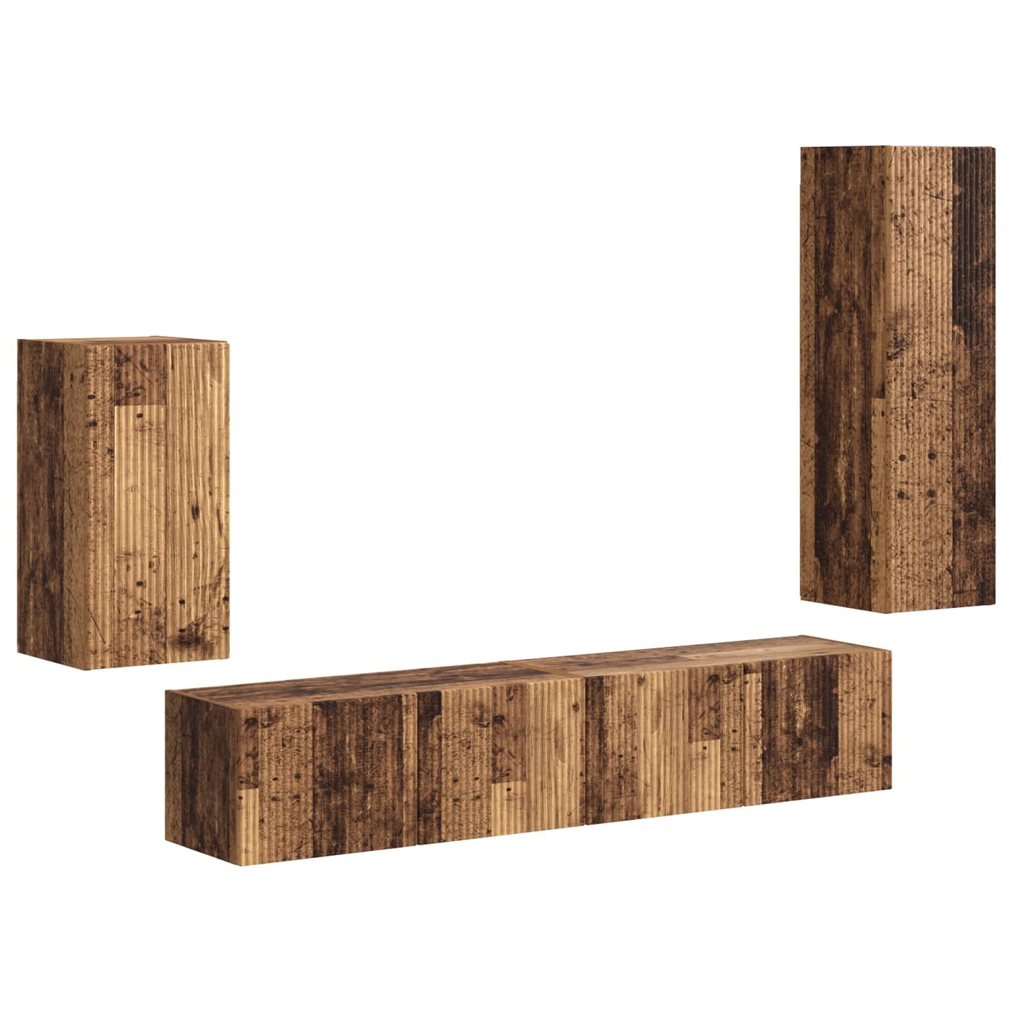 TV-Schrankset Wandmontiert 4 pcs Altholz Holzwerkstoff