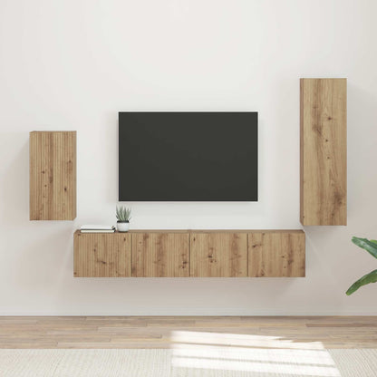 vidaXL Meuble TV mural 4 pcs Chêne artisan en bois d'ingénierie