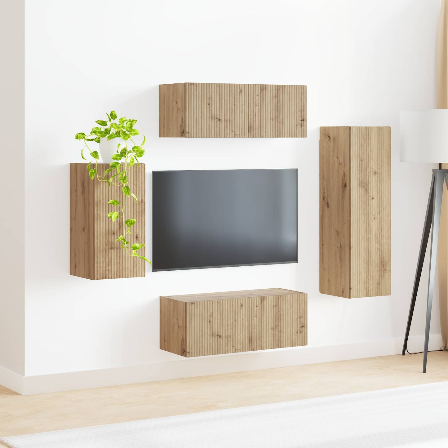 vidaXL Meuble TV mural 4 pcs Chêne artisan en bois d'ingénierie