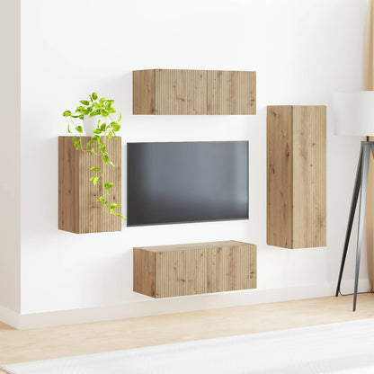 vidaXL Meuble TV mural 4 pcs Chêne artisan en bois d'ingénierie