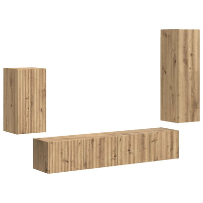 vidaXL Meuble TV mural 4 pcs Chêne artisan en bois d'ingénierie