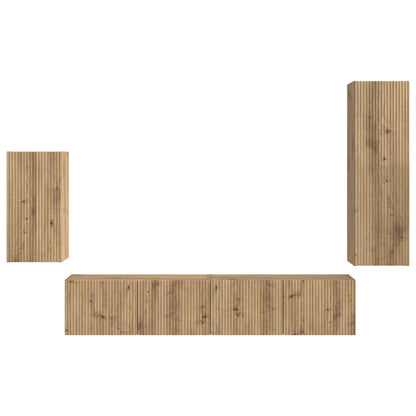 vidaXL Meuble TV mural 4 pcs Chêne artisan en bois d'ingénierie