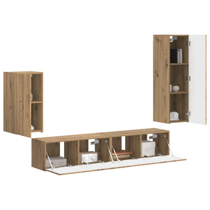 vidaXL Meuble TV mural 4 pcs Chêne artisan en bois d'ingénierie