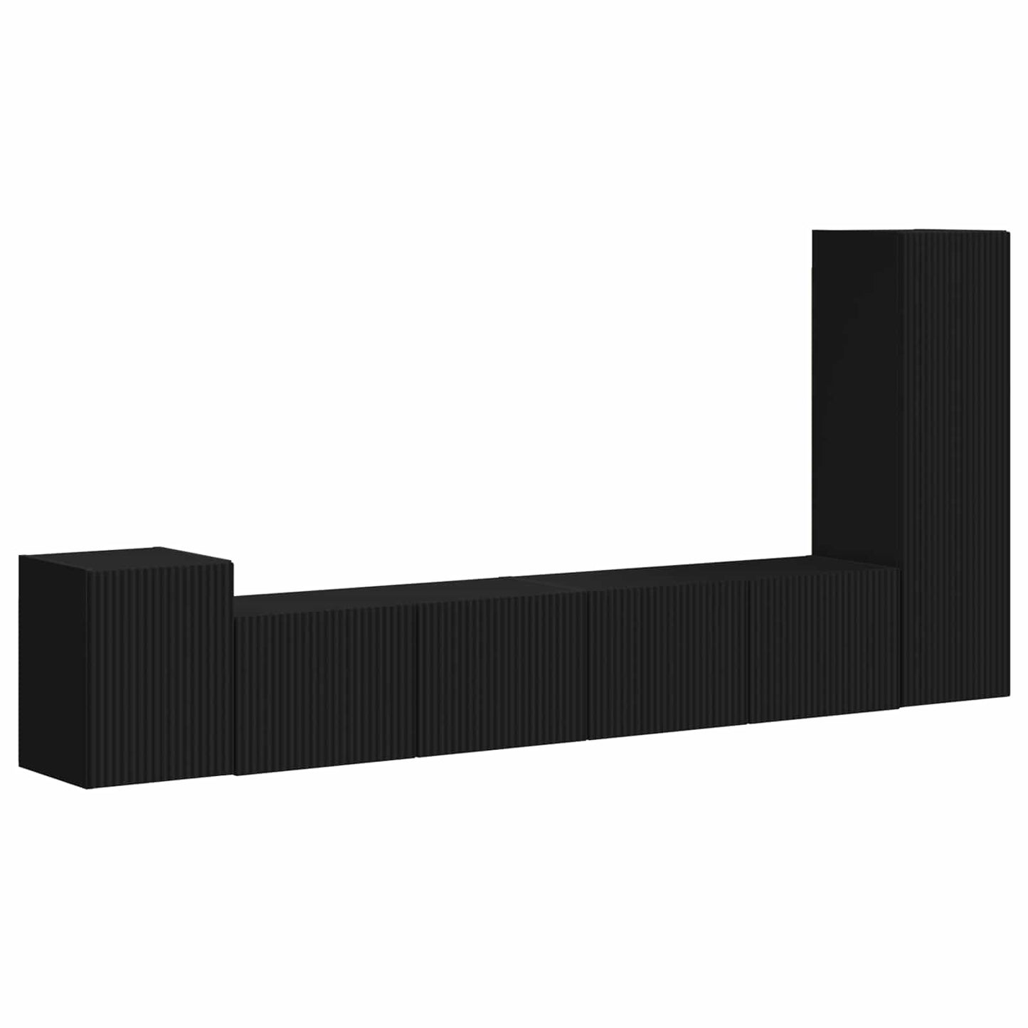 vidaXL Meuble TV mural 3 pcs Noir Bois d'ingénierie