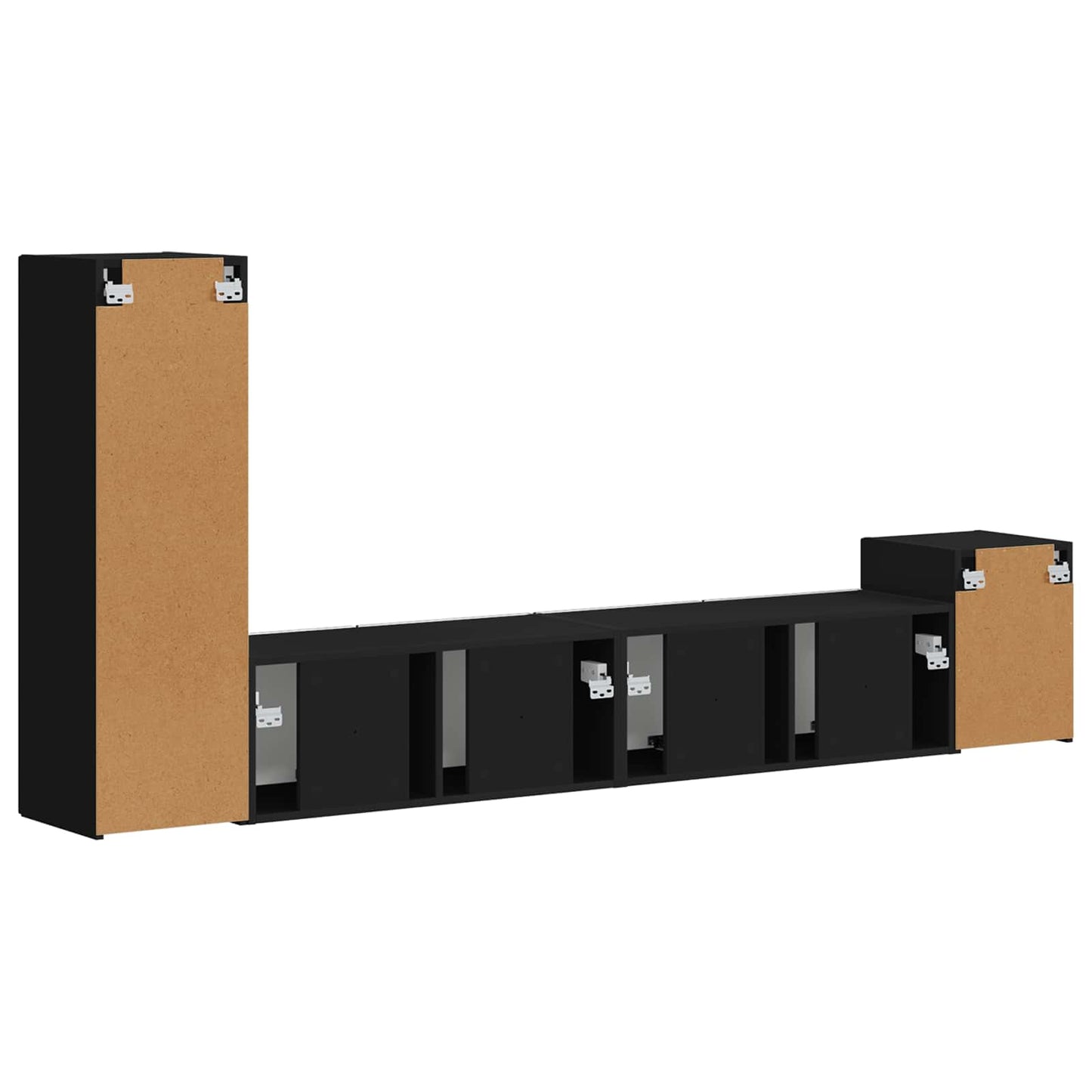 vidaXL Meuble TV mural 3 pcs Noir Bois d'ingénierie