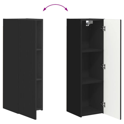vidaXL Meuble TV mural 3 pcs Noir Bois d'ingénierie