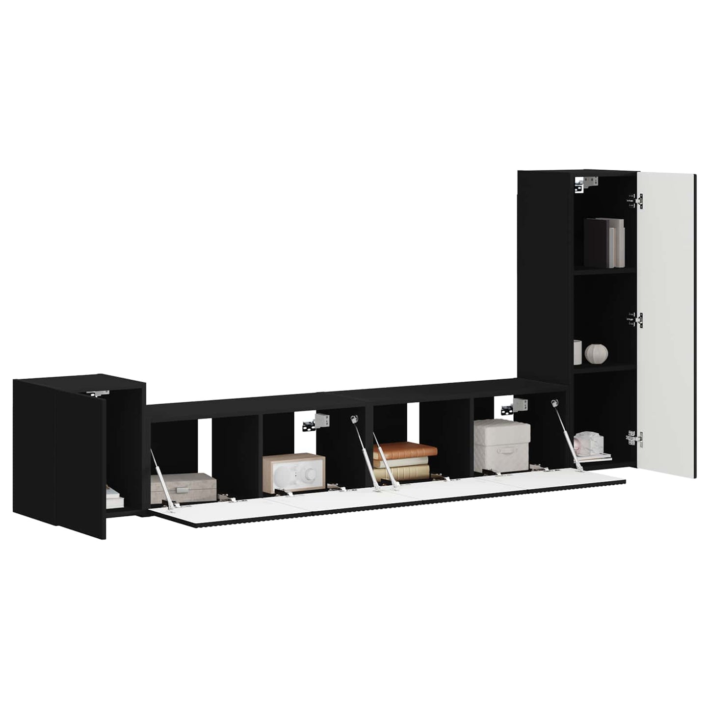 vidaXL Meuble TV mural 3 pcs Noir Bois d'ingénierie