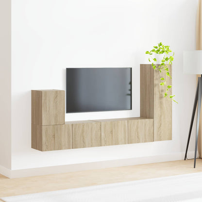 vidaXL Meuble TV mural 3 pcs Chêne Sonoma Aggloméré