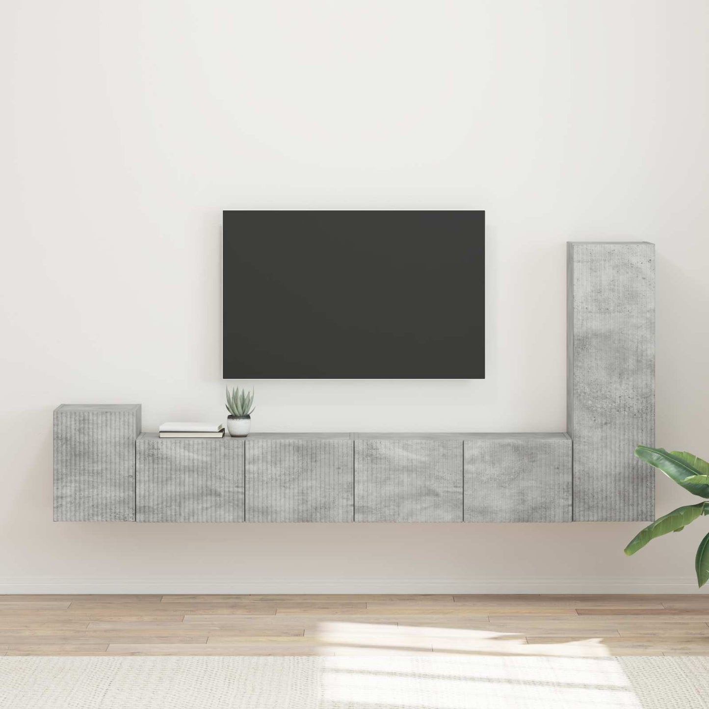 vidaXL TV-Schrankset Wandmontiert 3 pcs Beton Grau Holzwerkstoff