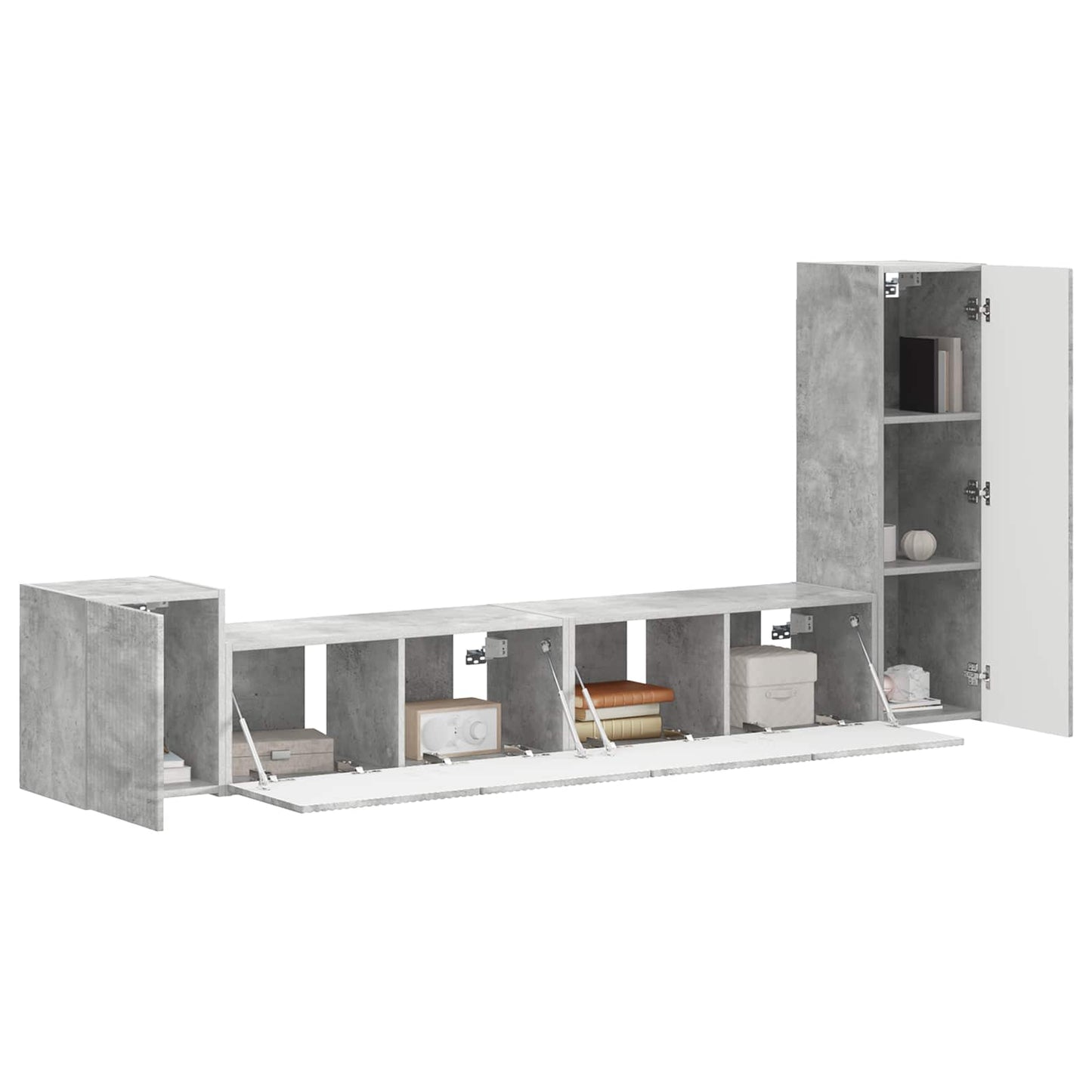 vidaXL TV-Schrankset Wandmontiert 3 pcs Beton Grau Holzwerkstoff