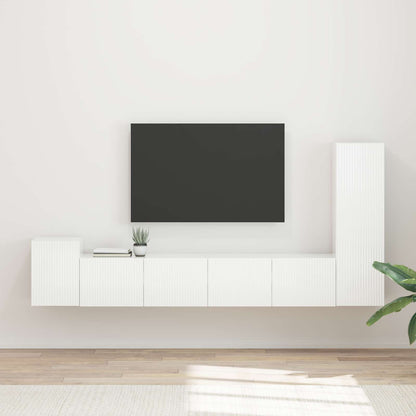 vidaXL TV-Schrankset Wandmontiert 3 pcs Hochglanz Weiß Holzwerkstoff