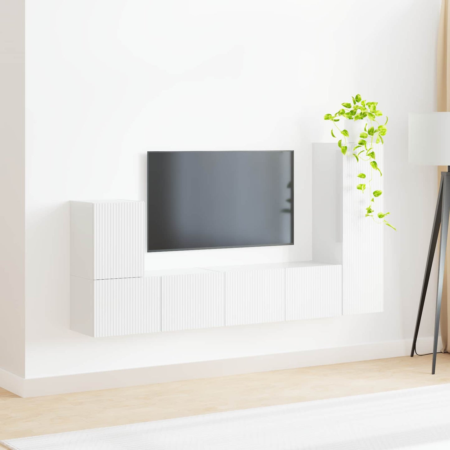 vidaXL TV-Schrankset Wandmontiert 3 pcs Hochglanz Weiß Holzwerkstoff