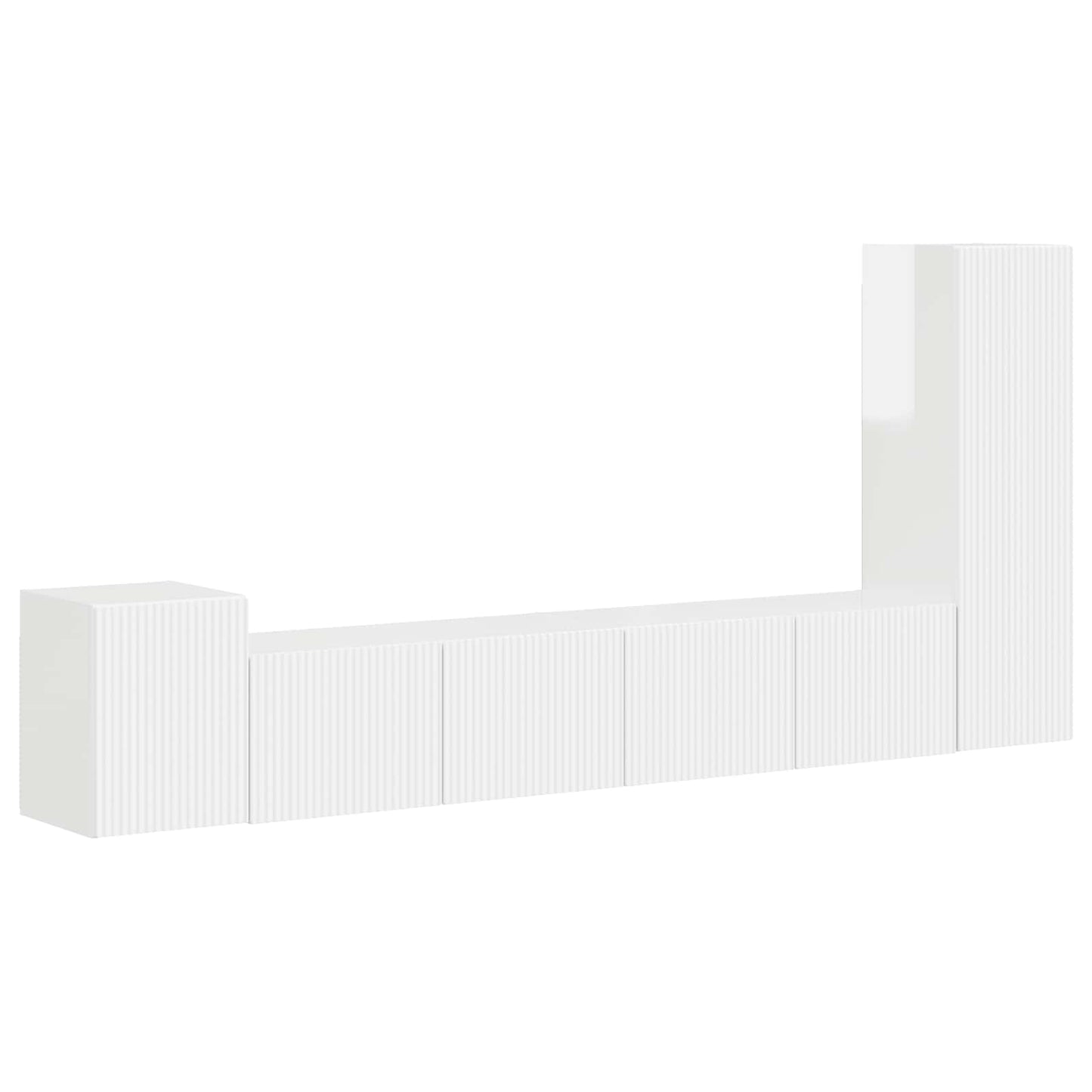 vidaXL TV-Schrankset Wandmontiert 3 pcs Hochglanz Weiß Holzwerkstoff