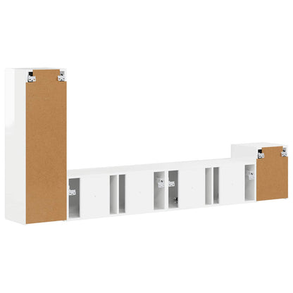 vidaXL TV-Schrankset Wandmontiert 3 pcs Hochglanz Weiß Holzwerkstoff