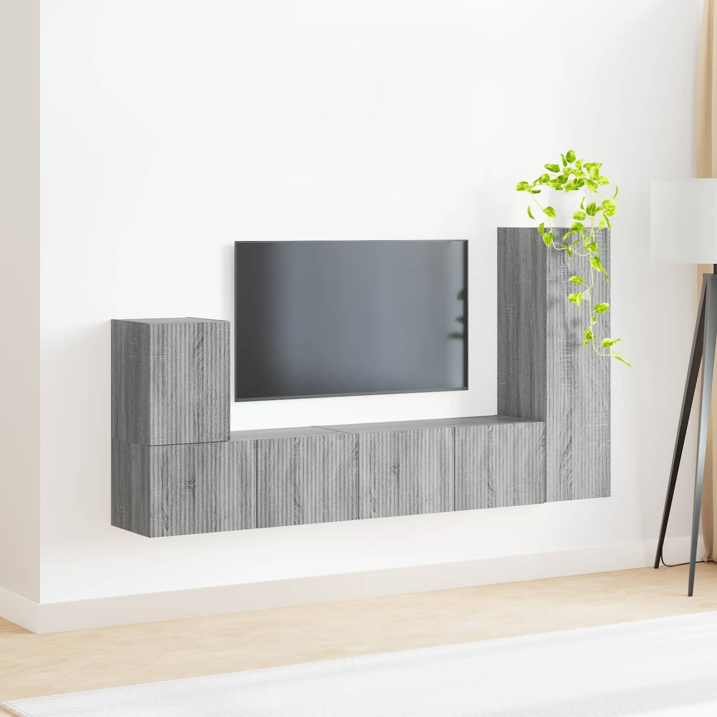 vidaXL TV-Schrankset Wandmontiert 3 pcs Graues Sonoma Holzwerkstoff