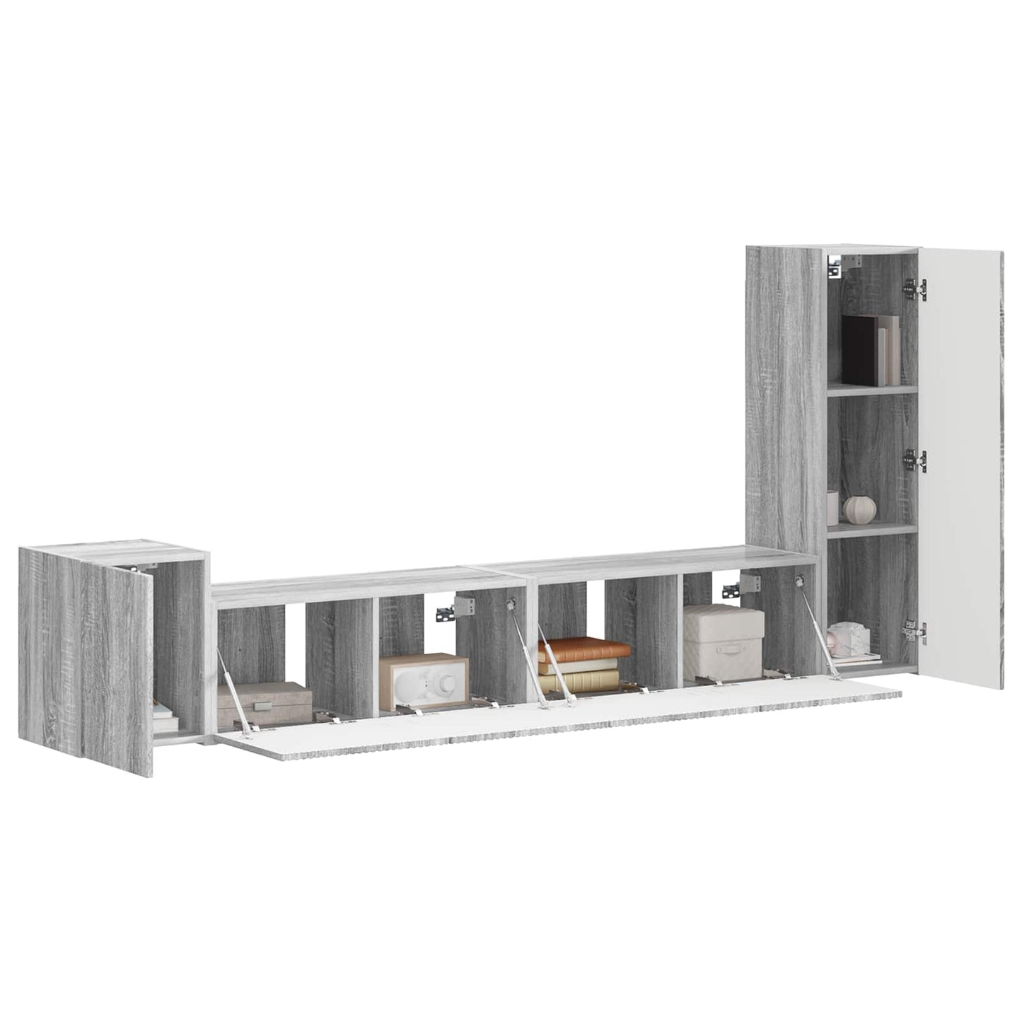 vidaXL TV-Schrankset Wandmontiert 3 pcs Graues Sonoma Holzwerkstoff