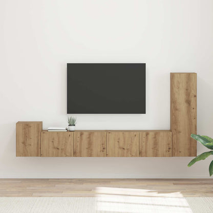 vidaXL TV-Schrankset Wandmontiert 3 pcs Artisan-Eiche Holzwerkstoff