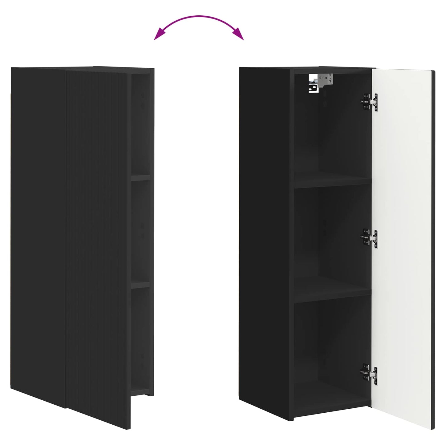 vidaXL TV-Schrankset Wandmontiert 4 pcs Schwarz Holzwerkstoff