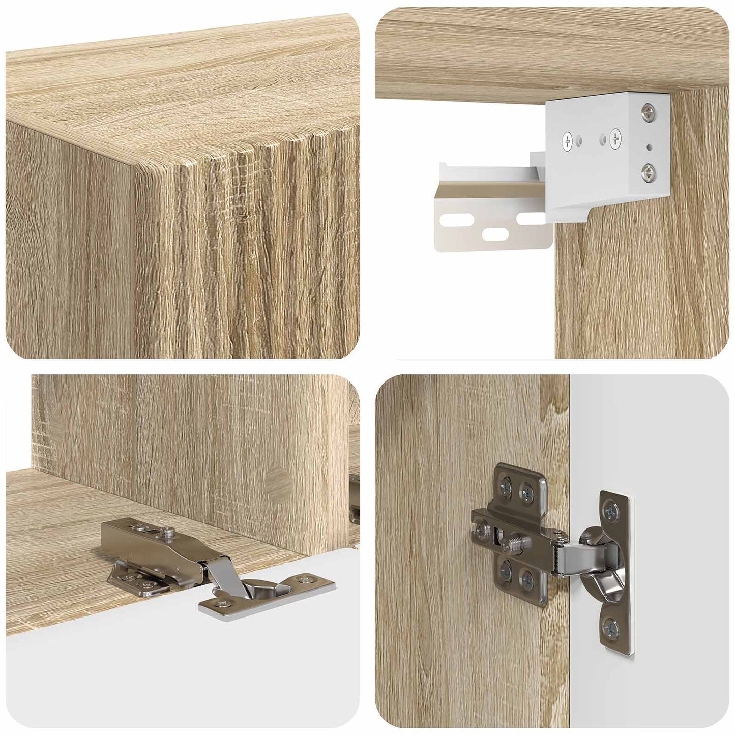 vidaXL TV-Schrankset Wandmontiert 4 pcs Sonoma-Eiche Holzwerkstoff