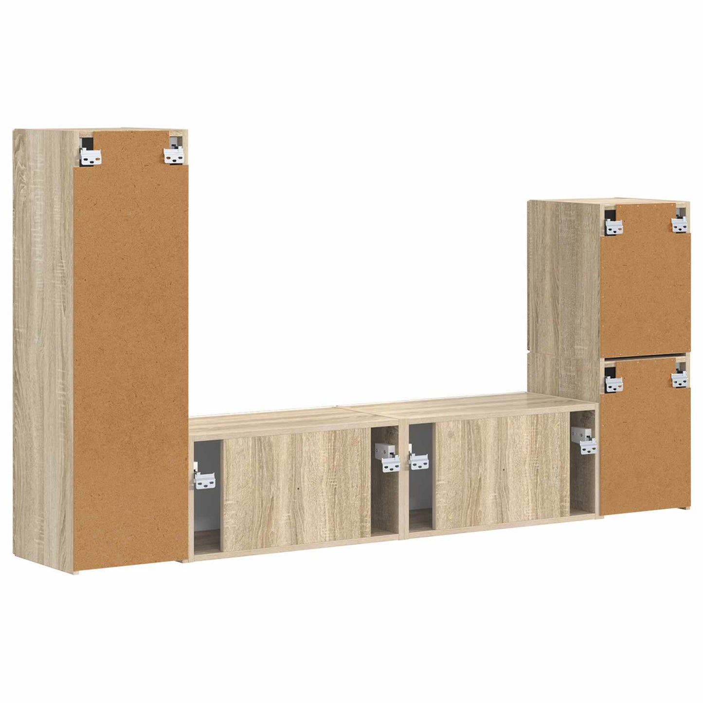 vidaXL TV-Schrankset Wandmontiert 4 pcs Sonoma-Eiche Holzwerkstoff