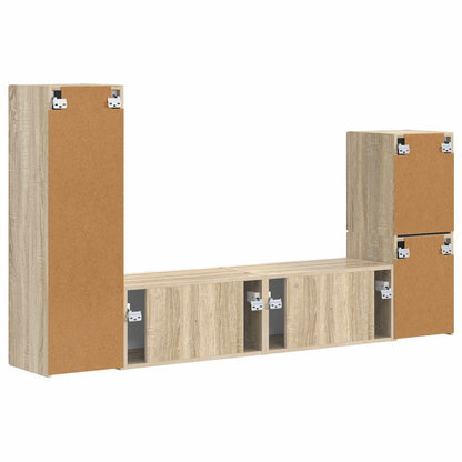 vidaXL TV-Schrankset Wandmontiert 4 pcs Sonoma-Eiche Holzwerkstoff
