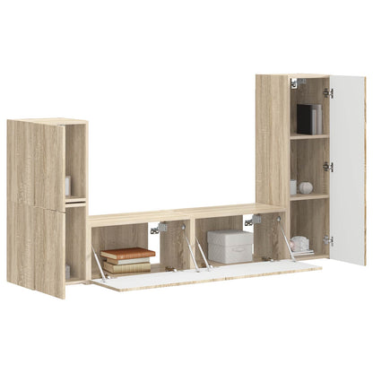 vidaXL TV-Schrankset Wandmontiert 4 pcs Sonoma-Eiche Holzwerkstoff