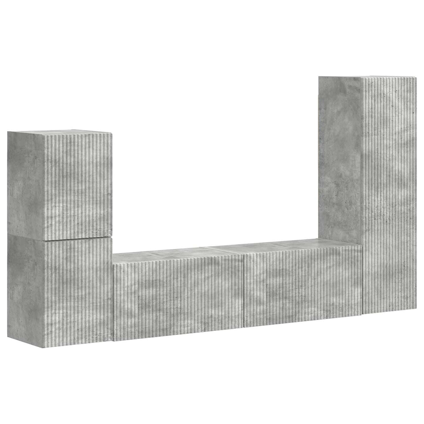 vidaXL TV-Schrankset Wandmontiert 4 pcs Beton Grau Holzwerkstoff