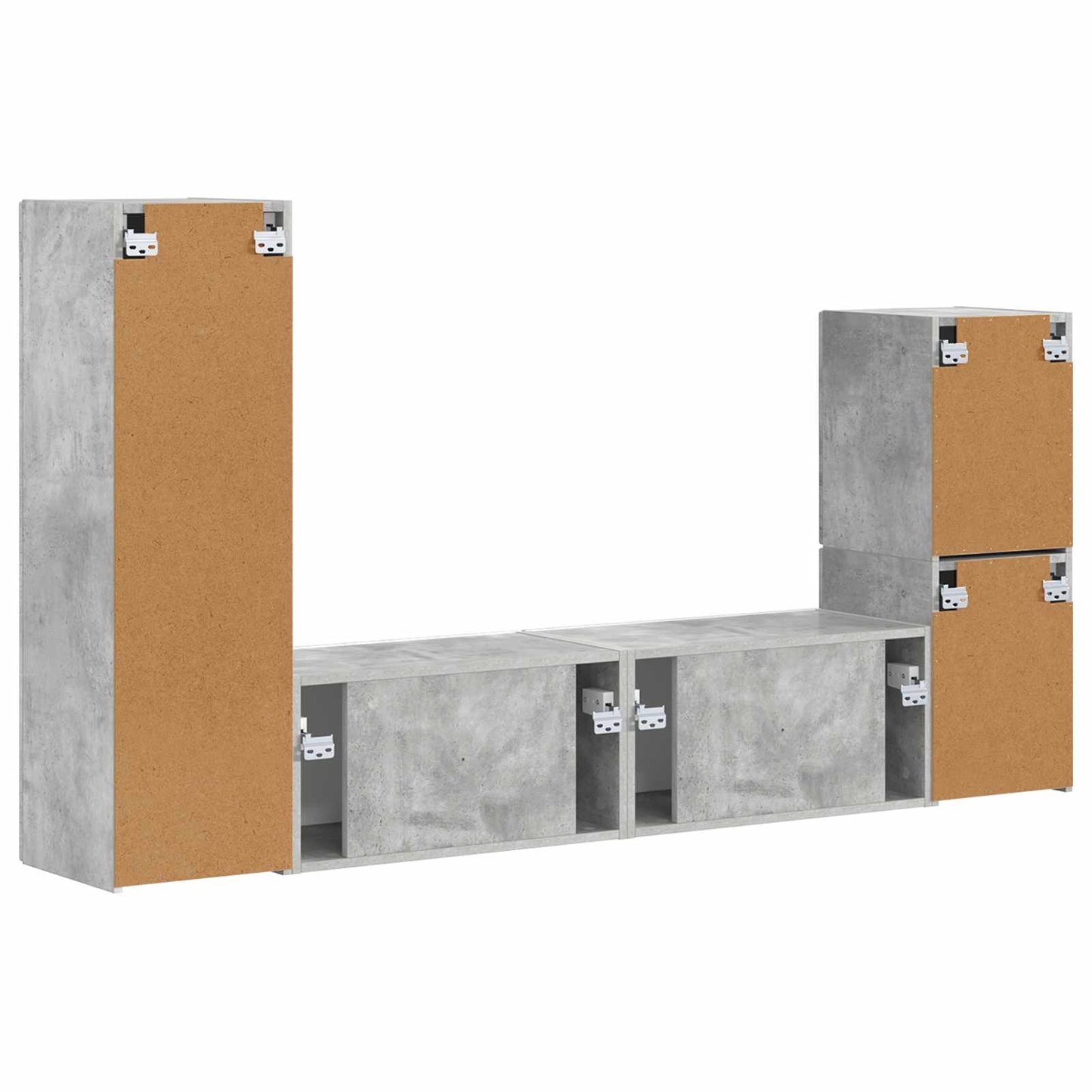 vidaXL TV-Schrankset Wandmontiert 4 pcs Beton Grau Holzwerkstoff