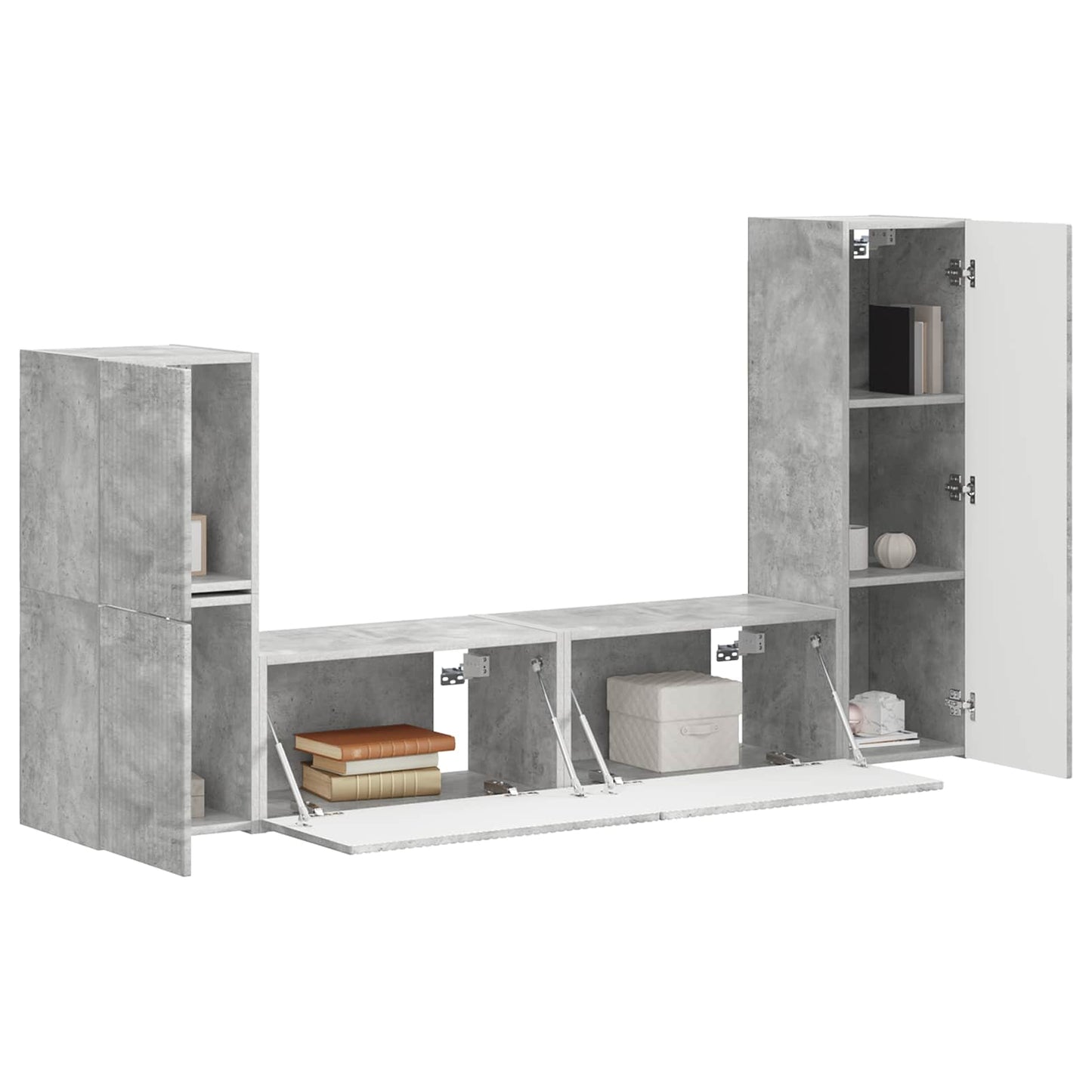 vidaXL TV-Schrankset Wandmontiert 4 pcs Beton Grau Holzwerkstoff
