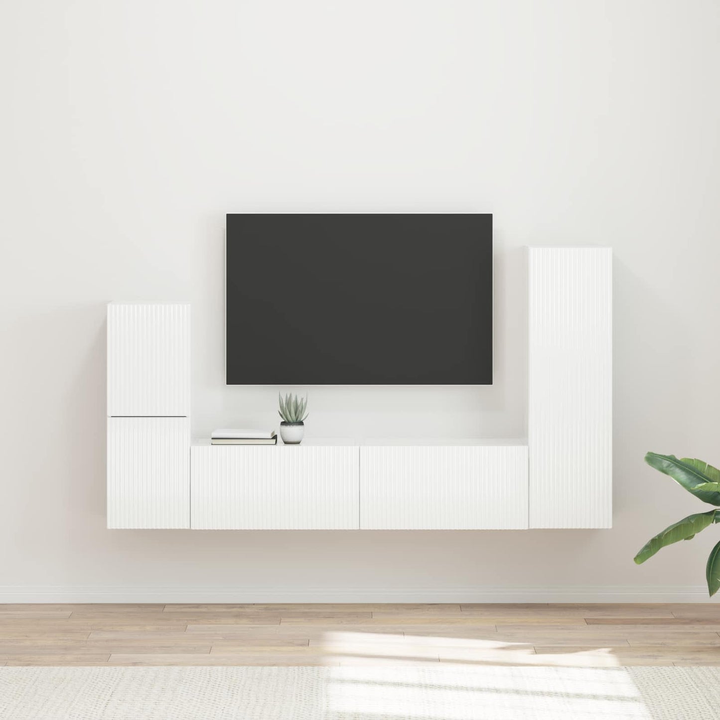 vidaXL TV-Schrankset Wandmontiert 4 pcs Hochglanz Weiß Holzwerkstoff