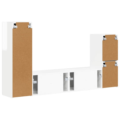 vidaXL TV-Schrankset Wandmontiert 4 pcs Hochglanz Weiß Holzwerkstoff
