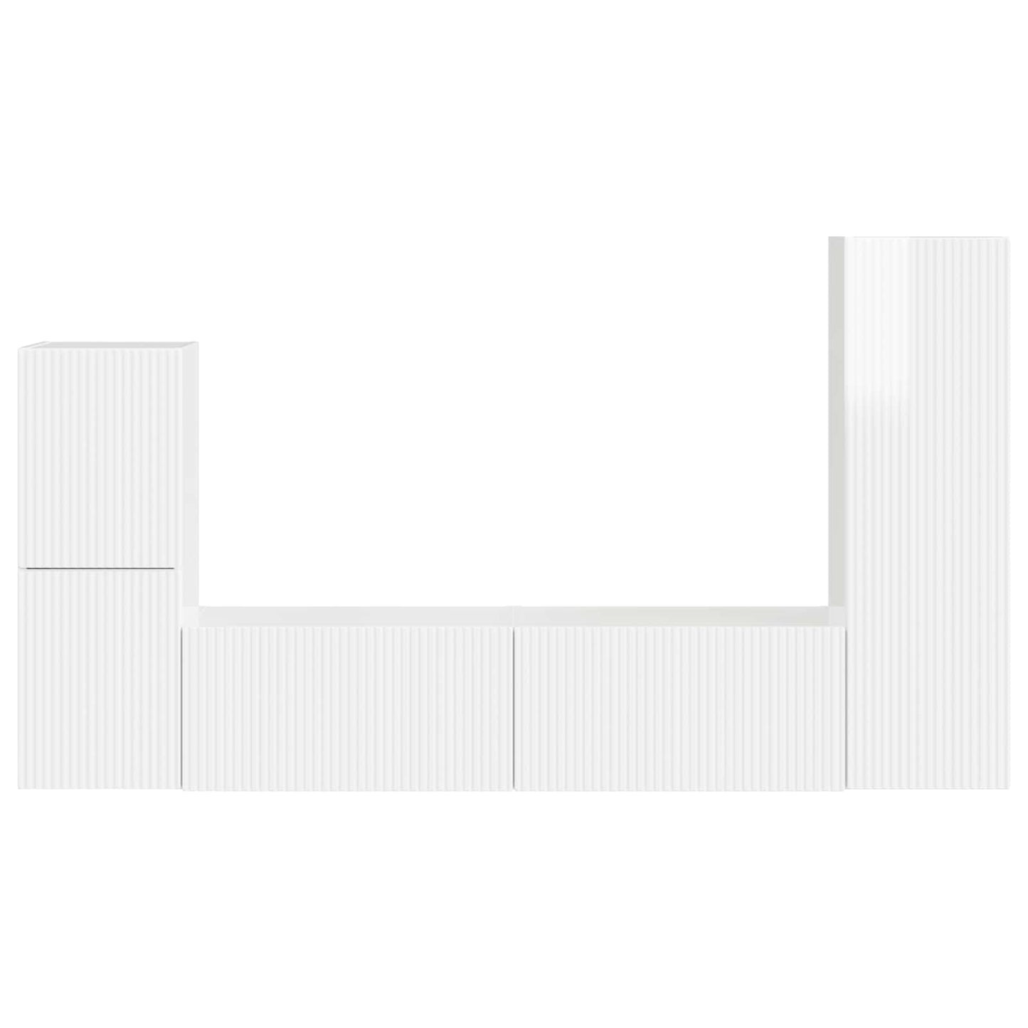 vidaXL TV-Schrankset Wandmontiert 4 pcs Hochglanz Weiß Holzwerkstoff