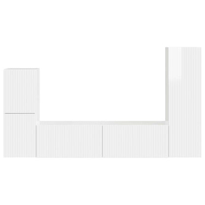 vidaXL TV-Schrankset Wandmontiert 4 pcs Hochglanz Weiß Holzwerkstoff
