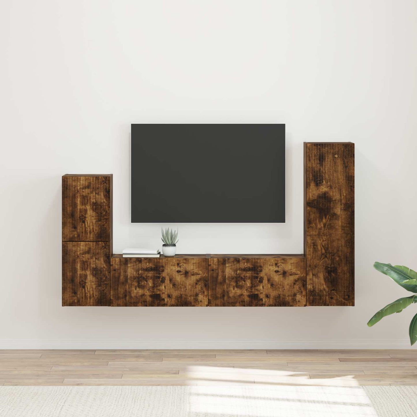 vidaXL TV-Schrankset 4 pcs Geräucherte Eiche Holzwerkstoff