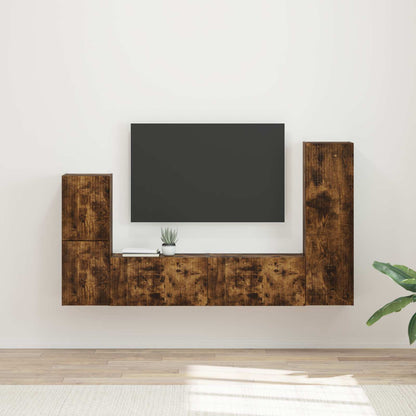 vidaXL TV-Schrankset 4 pcs Geräucherte Eiche Holzwerkstoff