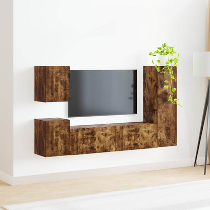 vidaXL TV-Schrankset 4 pcs Geräucherte Eiche Holzwerkstoff