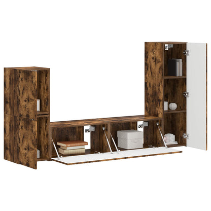vidaXL TV-Schrankset 4 pcs Geräucherte Eiche Holzwerkstoff
