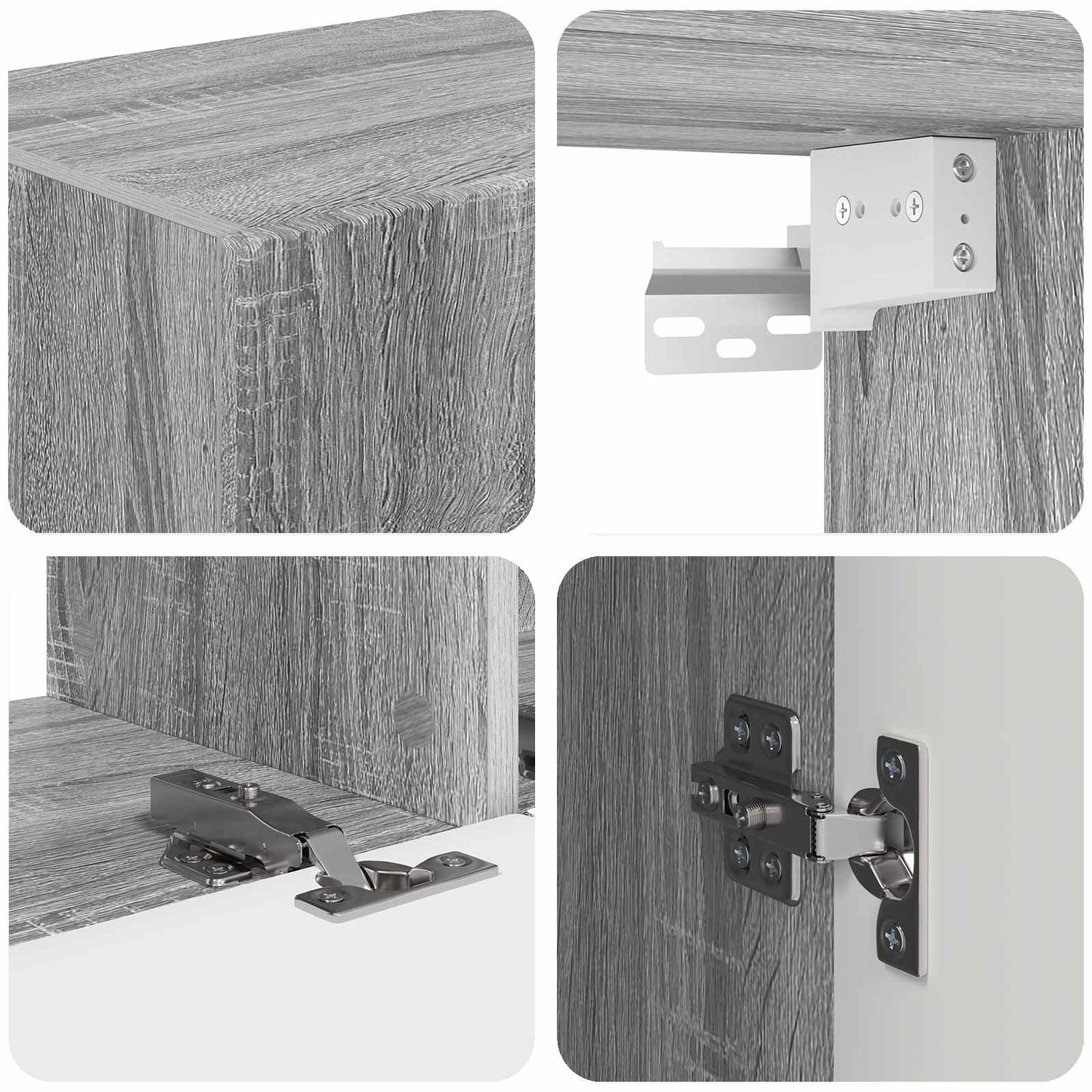 vidaXL TV-Schrankset Wandmontiert 4 pcs Graues Sonoma Holzwerkstoff