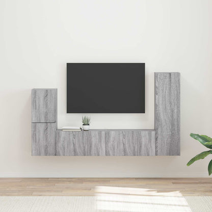 vidaXL TV-Schrankset Wandmontiert 4 pcs Graues Sonoma Holzwerkstoff