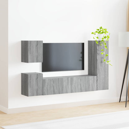 vidaXL TV-Schrankset Wandmontiert 4 pcs Graues Sonoma Holzwerkstoff