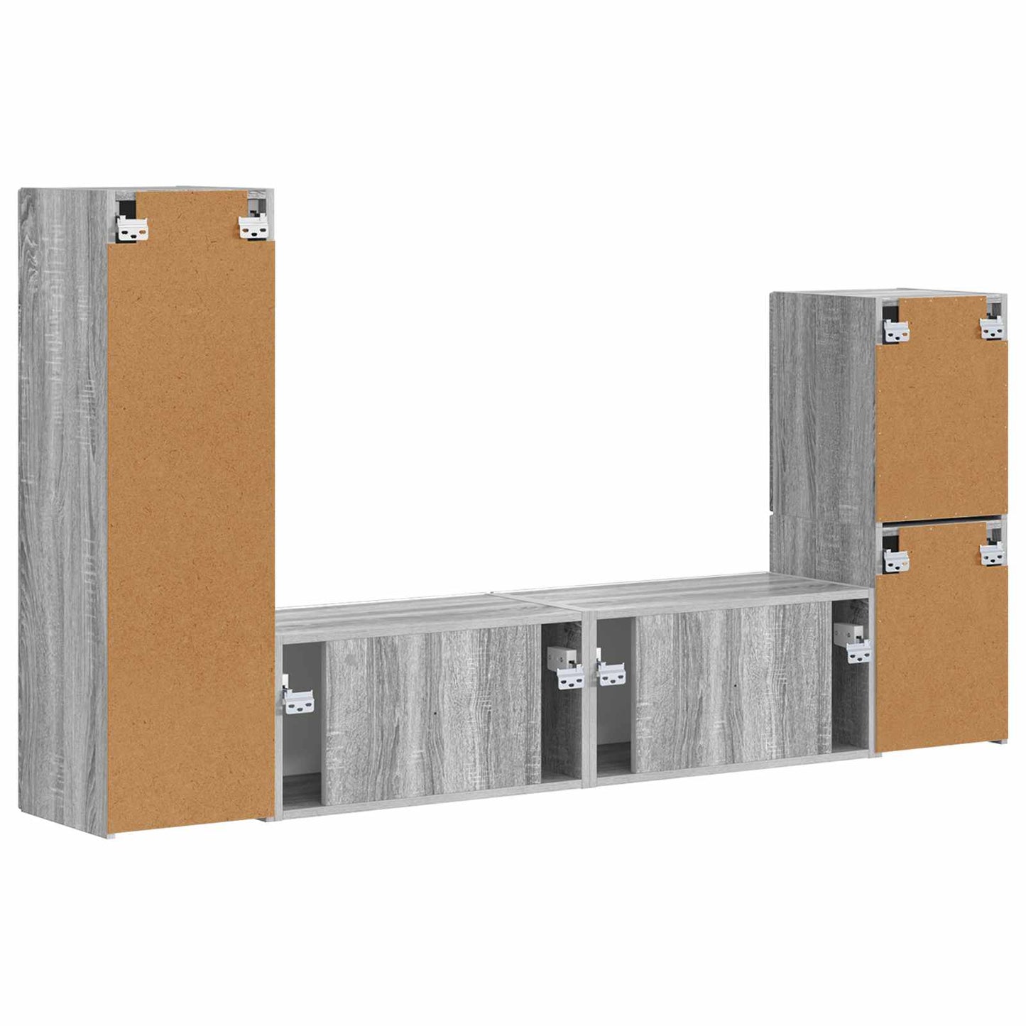 vidaXL TV-Schrankset Wandmontiert 4 pcs Graues Sonoma Holzwerkstoff