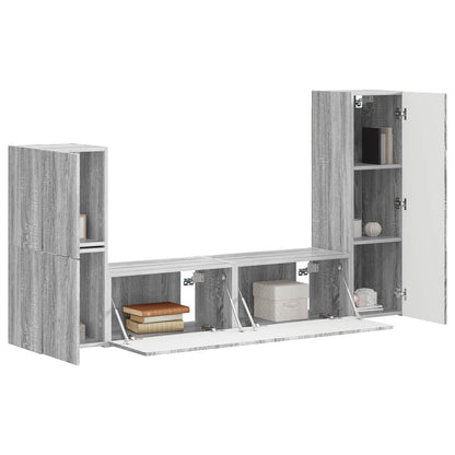 vidaXL TV-Schrankset Wandmontiert 4 pcs Graues Sonoma Holzwerkstoff