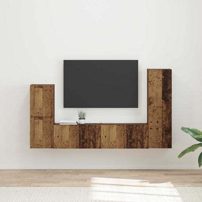 vidaXL TV-Schrankset Wandmontiert 4 pcs Altholz Holzwerkstoff