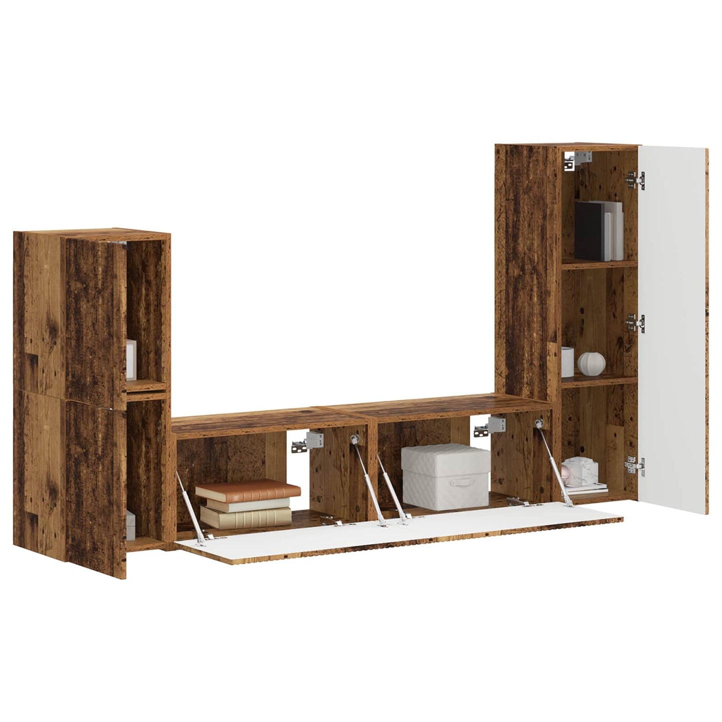 vidaXL TV-Schrankset Wandmontiert 4 pcs Altholz Holzwerkstoff
