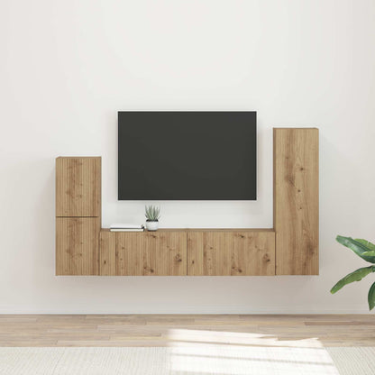 vidaXL TV-Schrankset Wandmontiert 4 pcs Artisan-Eiche Holzwerkstoff